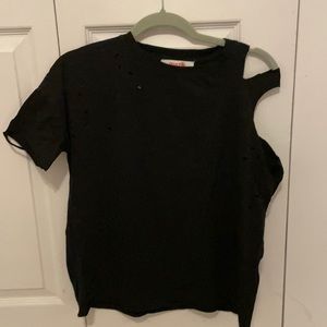 Boutique Black Distressed T-Shirt